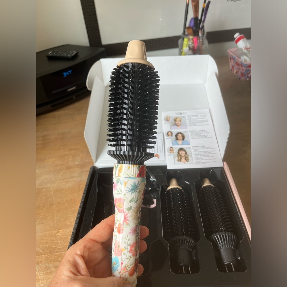 Calista electric round brush; three barrel sizes;  instructions, cleaning pick.